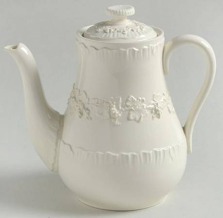 Cream Color on Cream Color (Shell Edge) Mini Coffee Pot & Lid