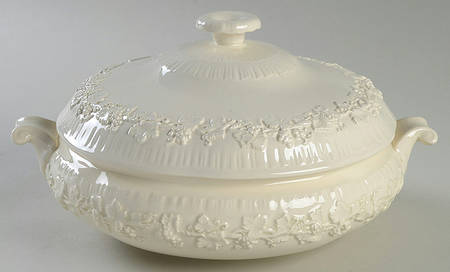 Cream Color on Cream Color (Shell Edge) Round Covered Vegetable