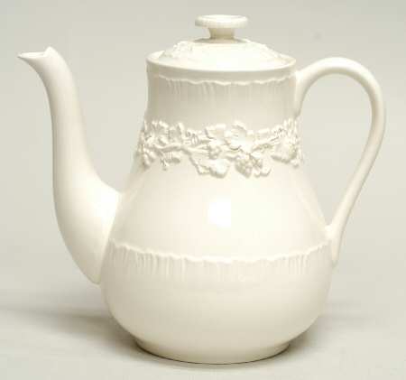 Cream Color on Cream Color (Shell Edge) Coffee Pot & Lid