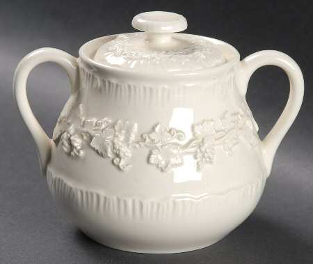 Cream Color on Cream Color (Shell Edge) Sugar Bowl & Lid