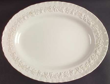 Cream Color on Cream Color (Shell Edge) 15" Oval Serving Platter
