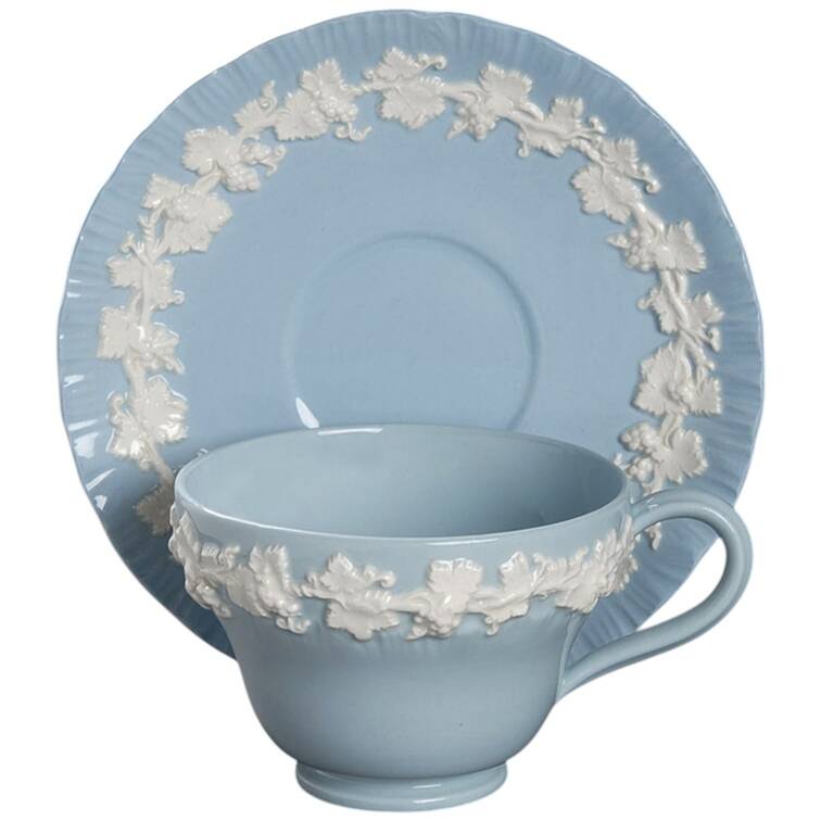 Cream Color on Lavender (Shell Edge) Footed Cup & Saucer Set