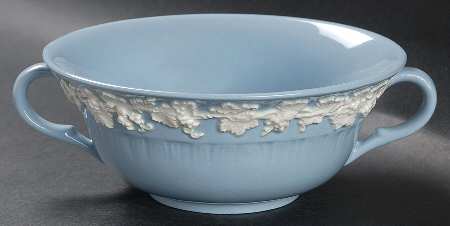 Cream Color on Lavender (Shell Edge) Footed Cream Soup Bowl