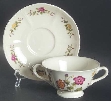 Charlecote Footed Cream Soup Bowl & Saucer Set