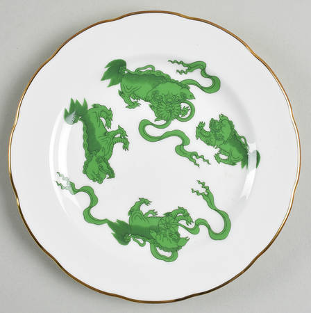 Chinese Tigers Green Bread & Butter Plate