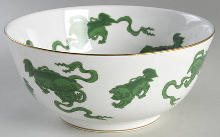 Chinese Tigers Green 9" Salad Serving Bowl