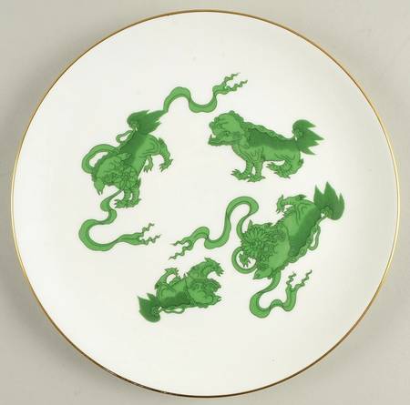 Chinese Tigers Green Cookie Plate