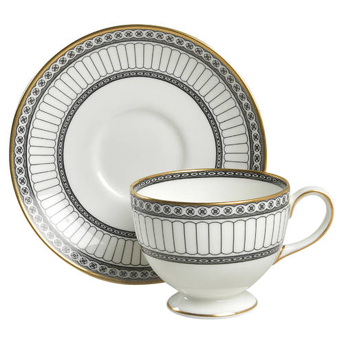 Colonnade Black Leigh Shape Footed Cup & Saucer Set