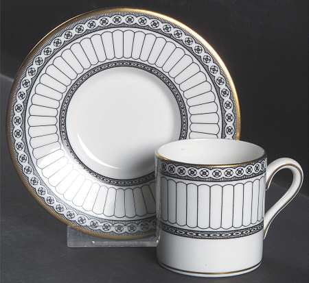 Colonnade Black Bond Shape Demitasse Cup and Saucer Set