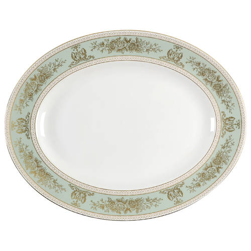 Columbia Sage Green Rim 13" Oval Serving Platter