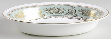 Columbia Sage Green Rim 11" Oval Vegetable Bowl
