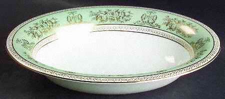 Columbia Sage Green Rim 10" Oval Vegetable Bowl