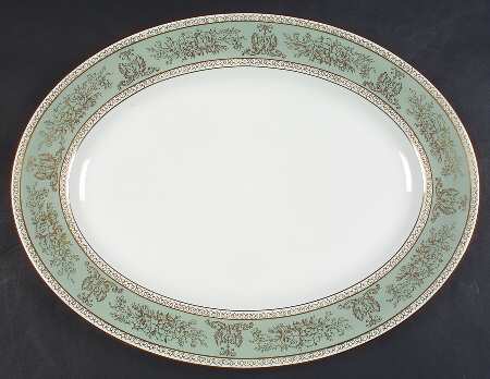 Columbia Sage Green Rim 15" Oval Serving Platter