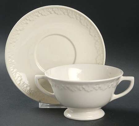 Corinthian Cream Footed Cream Soup Bowl & Saucer Set