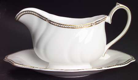 Crown Gold (England) Gravy Boat & Underplate