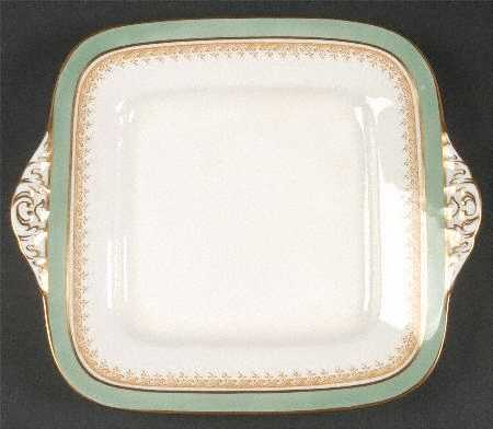 Eccles Bead Celadon Square Handled Cake Plate