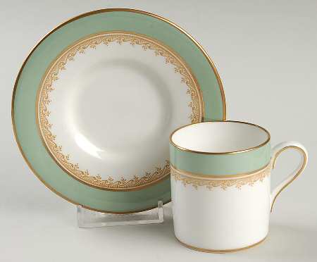 Eccles Bead Celadon Flat Demitasse Cup & Saucer Set