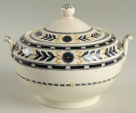 The Etruria (Black Laurel) Sugar Bowl & Lid