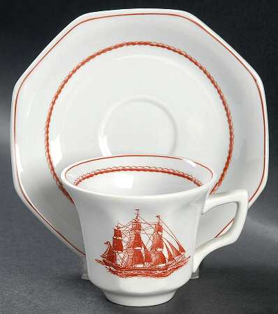 Flying Cloud Rust Flat Demitasse Cup & Saucer Set by Wedgwood