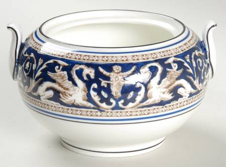 Florentine Dark Blue Rim (No Center Design) 146 Shape Sugar Bowl No Lid