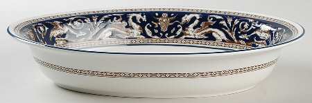 Florentine Dark Blue Rim (No Center Design) 11" Oval Vegetable Bowl