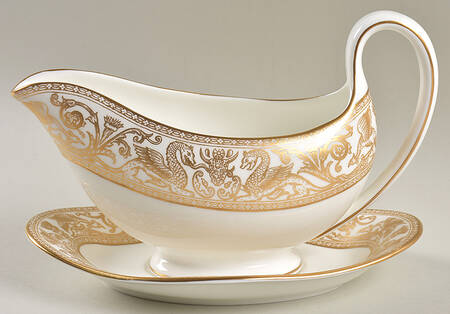 Florentine Gold (Gold Dragons, White) Gravy Boat & Underplate