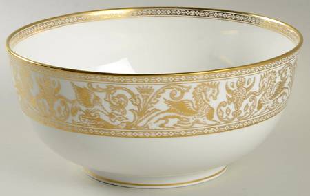 Florentine Gold (Gold Dragons, White) 8" Salad Serving Bowl