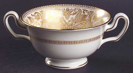 Florentine Gold (Gold Dragons, White) Footed Cream Soup Bowl