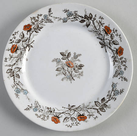 Floral (Smooth, Blue & Orange Flowers) Luncheon Plate