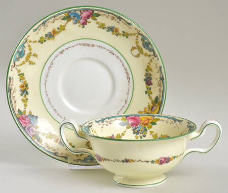 Grosvenor (W697, Cream Rim) Footed Bouillon Cup & Saucer