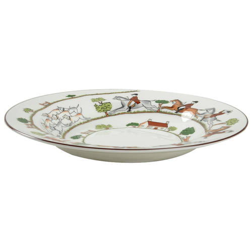 Hunting Scene Large Rim Soup Bowl