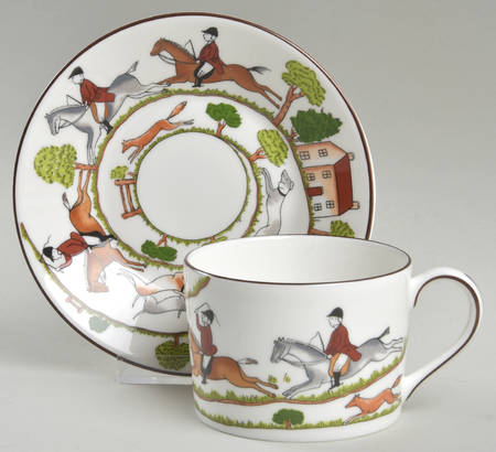 Hunting Scene Imperial Flat Cup & Saucer Set