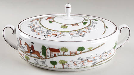 Hunting Scene Oval Covered Vegetable