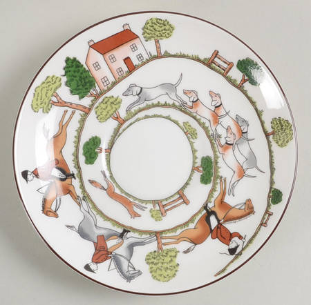 Hunting Scene Saucer for Victoria Shape Footed Cup