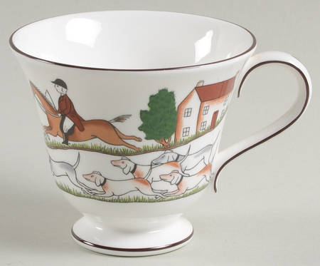 Hunting Scene Victoria Shape Footed Cup