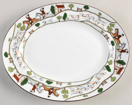 Hunting Scene 13" Oval Serving Platter