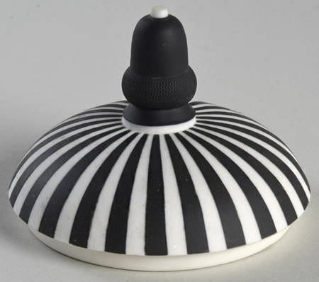 Cream Color on Black Jasperware Lid for Vase/Urn