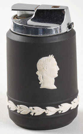 Cream Color on Black Jasperware Executive Cigarette Lighter