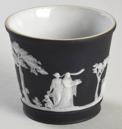 Cream Color on Black Jasperware 2" Brewster Jardiniere