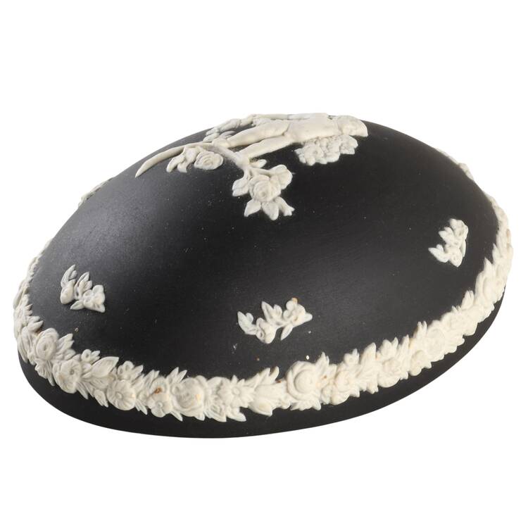 Cream Color on Black Jasperware Lid for Medium Egg Box