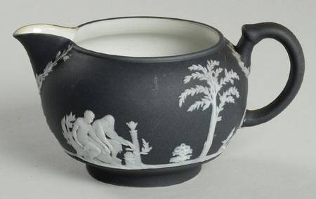 Cream Color on Black Jasperware Mini Creamer