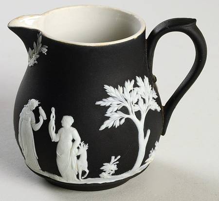 Cream Color on Black Jasperware Mini Creamer