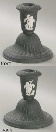 Cream Color on Black Jasperware Small Candlestick