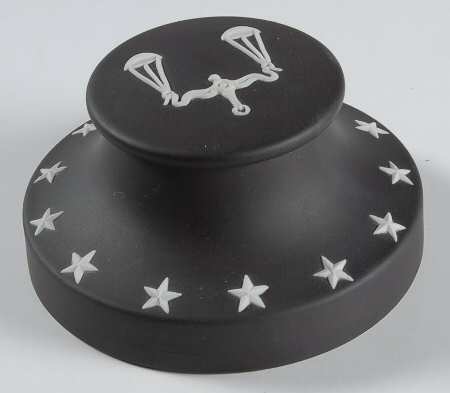 Cream Color on Black Jasperware Paperweight