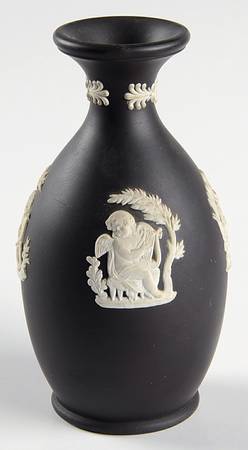 Cream Color on Black Jasperware Arcadian Bud Vase