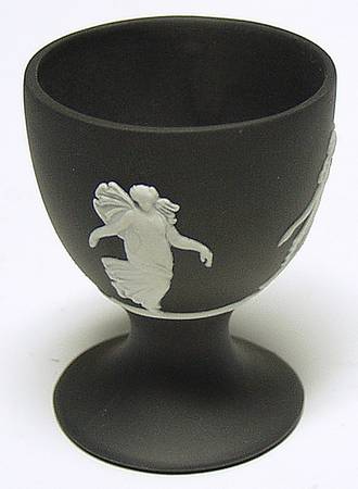 Cream Color on Black Jasperware Single Egg Cup