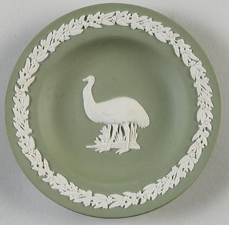 Cream Color on Celadon Jasperware 4" Round Tray