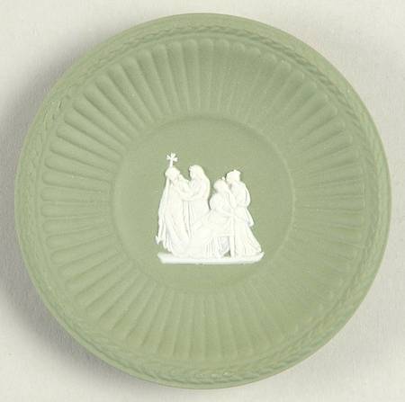 Cream Color on Celadon Jasperware Butter Pat