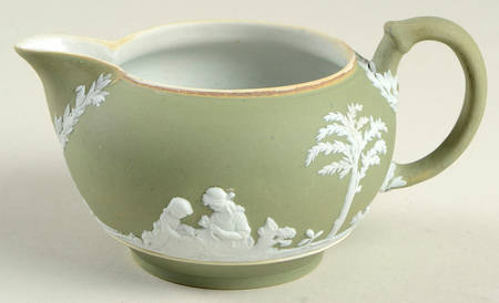 Cream Color on Celadon Jasperware Creamer