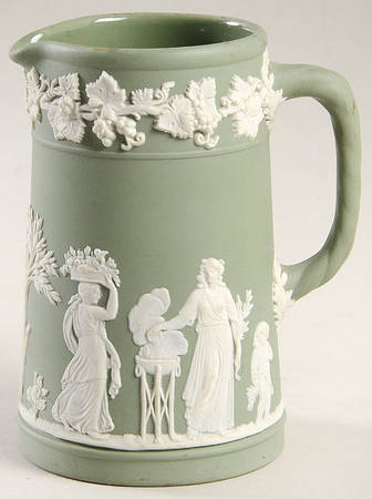 Cream Color on Celadon Jasperware Medium Trojan Jug